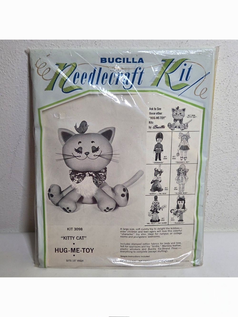Vintage Bucilla 3098 Kitty Cat Needlecraft NOS Hug Me Toy Kit UNOPENED